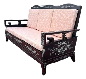 Vintage Chinese Rosewood With Mother of Pearl Inlay Sofa
