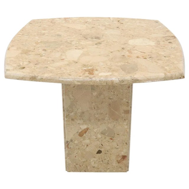 Travertine Rounded Square Side Occasional Coffee Table Stand For Sale - Image 11 of 11