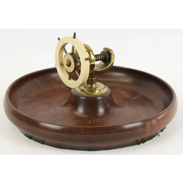1950s English Traditional Bakelite Ship's Wheel 'Nutcracker' Vise on Birdseye Maple Bowl For Sale - Image 4 of 4