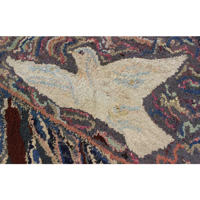 American Hooked Rug With a Golden Retriever With Different Type of Birds For Sale - Image 9 of 11