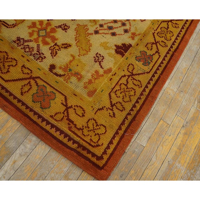 1930s 1930s Ivory Yellow Geometric Antique Donegal Arts & Crafts Rug 4'6" X 9' Handknotted Wool Carpet For Sale - Image 5 of 6