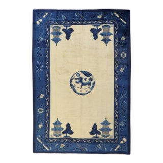 Antique Chinese Dragon Rug - 6'2" x 8'8" For Sale