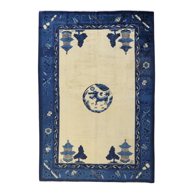 Antique Chinese Dragon Rug - 6'2" x 8'8" For Sale