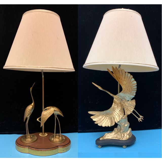 Vintage Mid 20th Century Toyo Brass Crane Lamps a Pair Chairish
