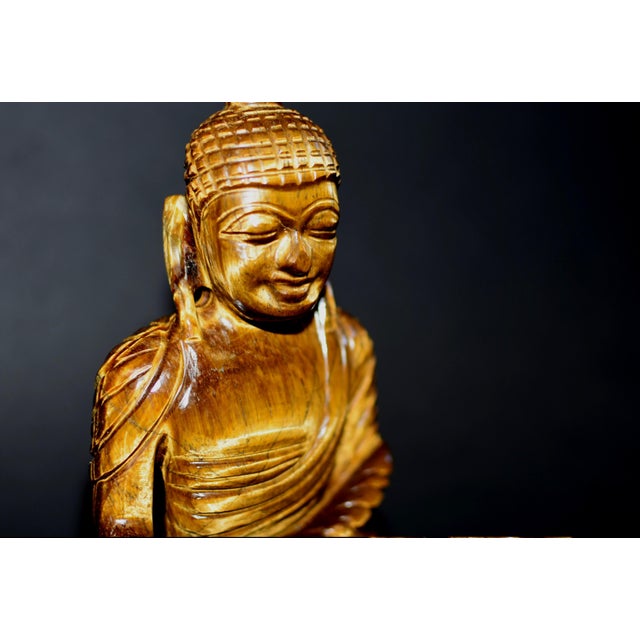 Natural Tiger's Eye Gemstone Buddha Statue For Sale - Image 13 of 14