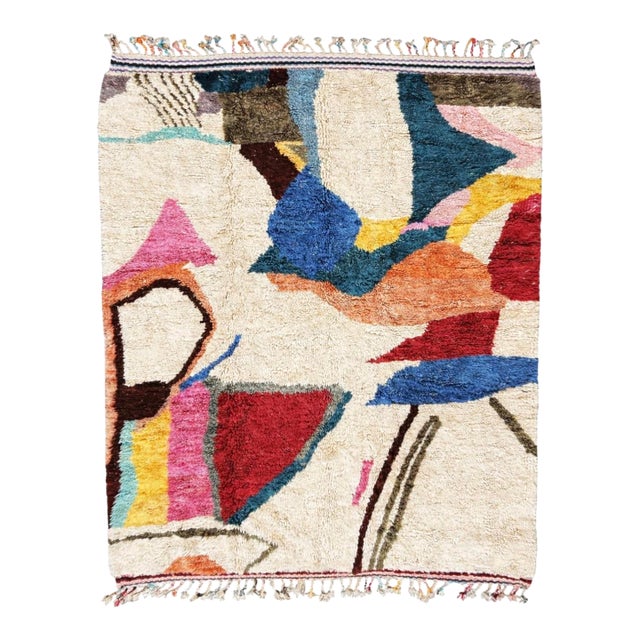 Berber Colorful Moroccan Beni Ourain Wool Rug For Sale