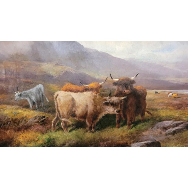 Late 19th Century Pair of 19c Oils on Canvas of Highland Cattle by John W Morris For Sale - Image 5 of 9