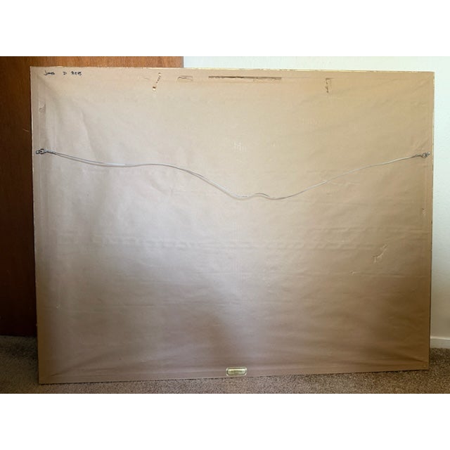 1980s 1980's Large Abstract Expressionist Harbor Scene Original Oil on Canvas, Signed Nguyen Lam, 48" by 36" For Sale - Image 5 of 6