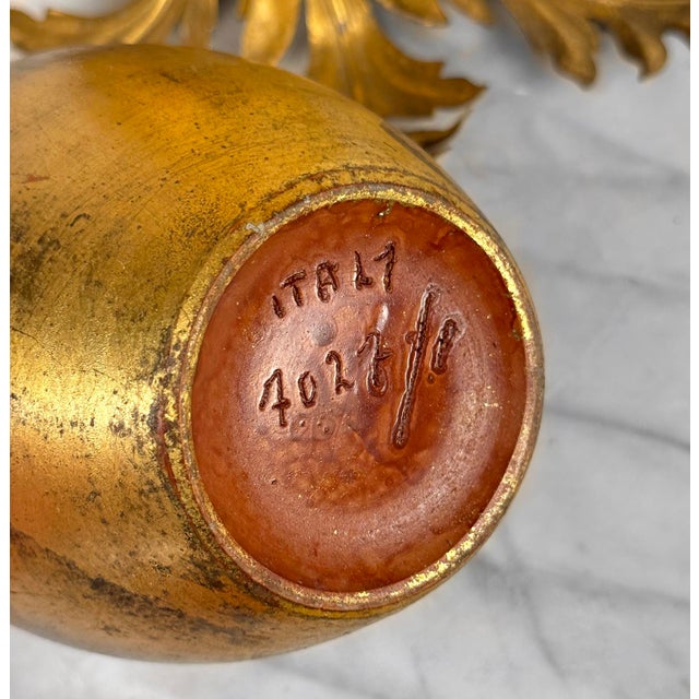 Vintage Italian Gold Gilt Metal Centerpiece Planter Candlestick Holder For Sale - Image 10 of 10