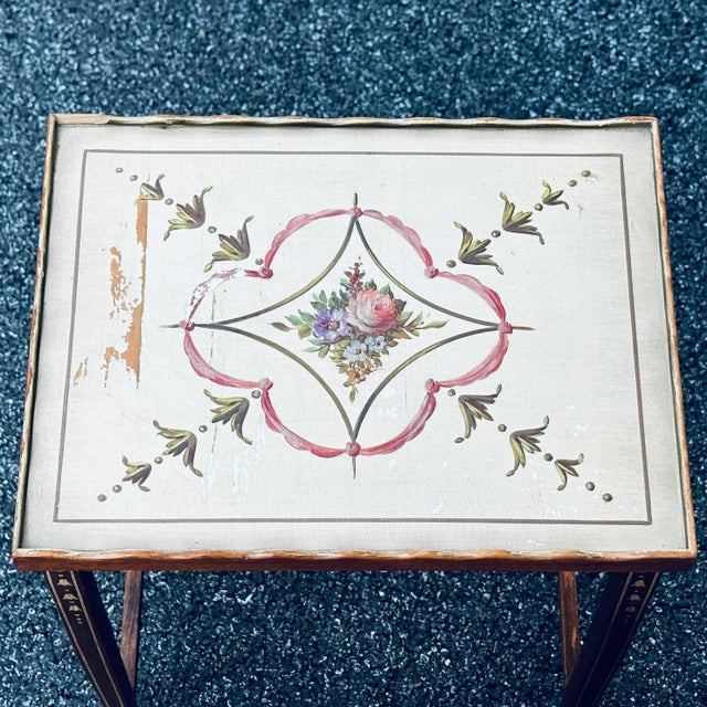 Mid-Century Paint Decorated Nesting Tables - Set 3 For Sale - Image 4 of 12