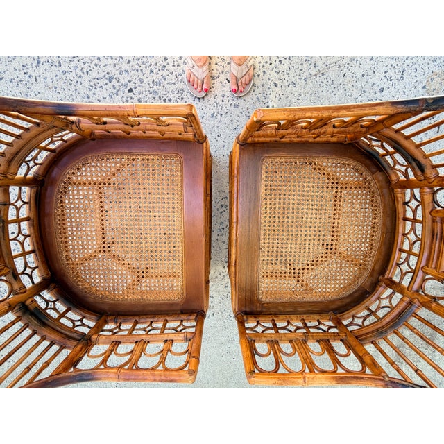 Brighton Pavilion Style Scorched Bamboo Chairs-a Pair For Sale In Savannah - Image 6 of 11
