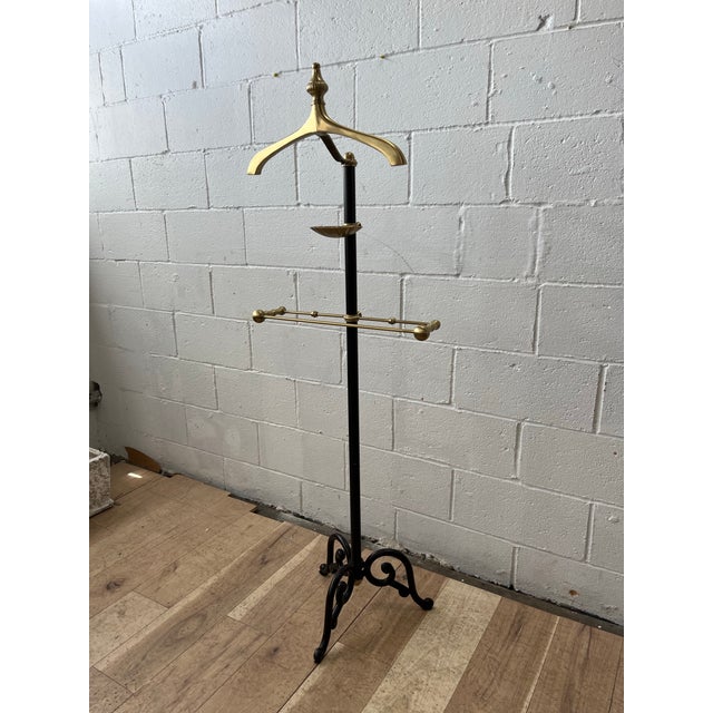 Metal Mid Century Brass and Iron Valet For Sale - Image 7 of 12