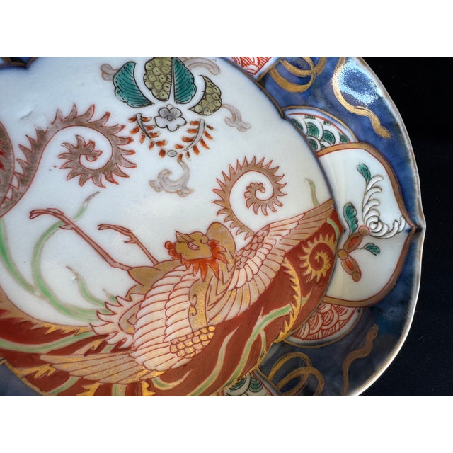 Antique Japanese Imari Porcelain Dish With Phoenix and Gilt, Late Edo / Early Meiji For Sale In Palm Springs - Image 6 of 13