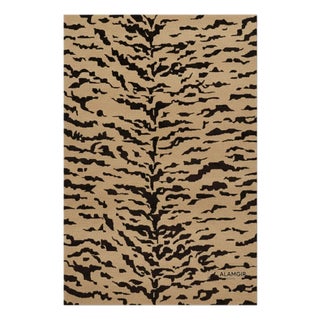 Hand-Tufted New Zealand Wool Rug in Beige & Black Tiger Pattern For Sale