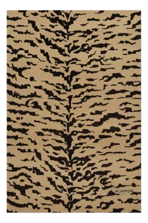 Hand-Tufted New Zealand Wool Rug in Beige & Black Tiger Pattern