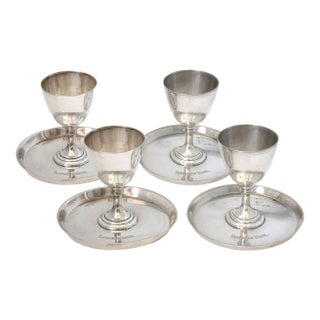 Vintage Clarence Hotel London Silver-Plate Egg Cups For Sale