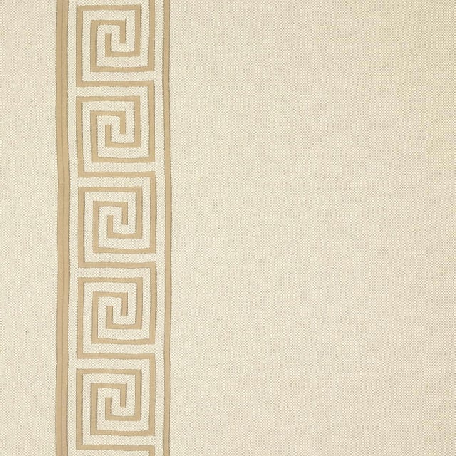 Sample - Schumacher Greek Key Embroidery Fabric in Pebble & Taupe For Sale