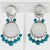 Metal Christian Dior Silvered Metal Clip Earrings with Mother of Pearl and Turquoise For Sale - Image 7 of 11