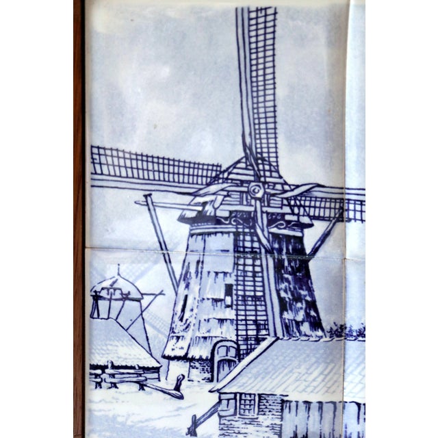 Traditional Hand Painted Vintage 1960s Delft Blue and White Tile Cheese Board For Sale - Image 3 of 12