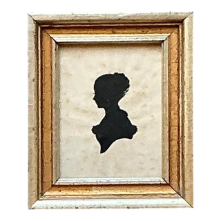 Vintage Silhouette Portrait in Gilt Frame For Sale