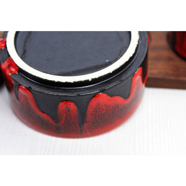 Vintage Service Tray and Ramekins in Teak and Ceramic, 1960s, Set of 5 For Sale - Image 10 of 14