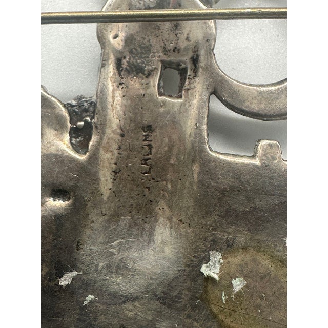 1970s Vintage 925 Sterling Silver Delft Dutch Windmill Floral Brooch Pin For Sale - Image 5 of 5