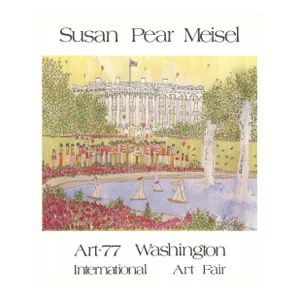 1977 Susan Pear Meisel 'The White House' Contemporary Multicolor, Green, Red, Gray, Blue, White, Yellow Offset Lithograph
