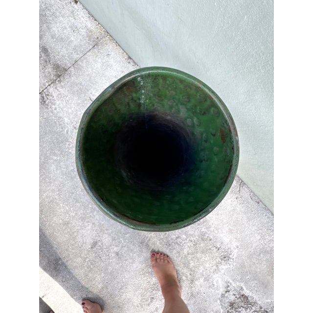 1970s Mid-Century Modern Green Enameled Metal Cone Vase For Sale - Image 5 of 6