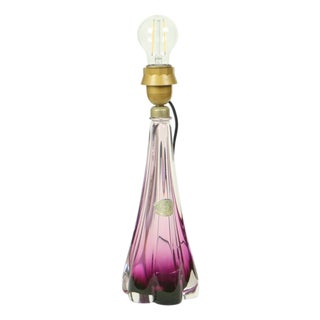 Purple Crystal Table Lamp from Val Saint Lambert, 1960s For Sale