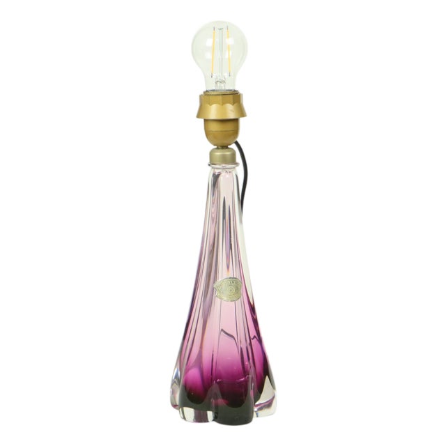 Purple Crystal Table Lamp from Val Saint Lambert, 1960s For Sale
