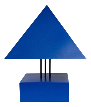 Blue Painted Metal Triangle Lamp by Alain Letessier, 1987