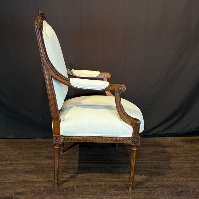 Carved Walnut Antique French Armchairs or Fauteuils - A Pair For Sale - Image 10 of 15