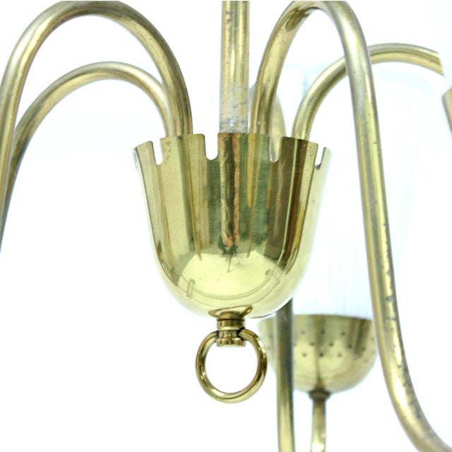 Swedish Modern Brass Chandelier from Bergboms, 1940s For Sale - Image 10 of 11