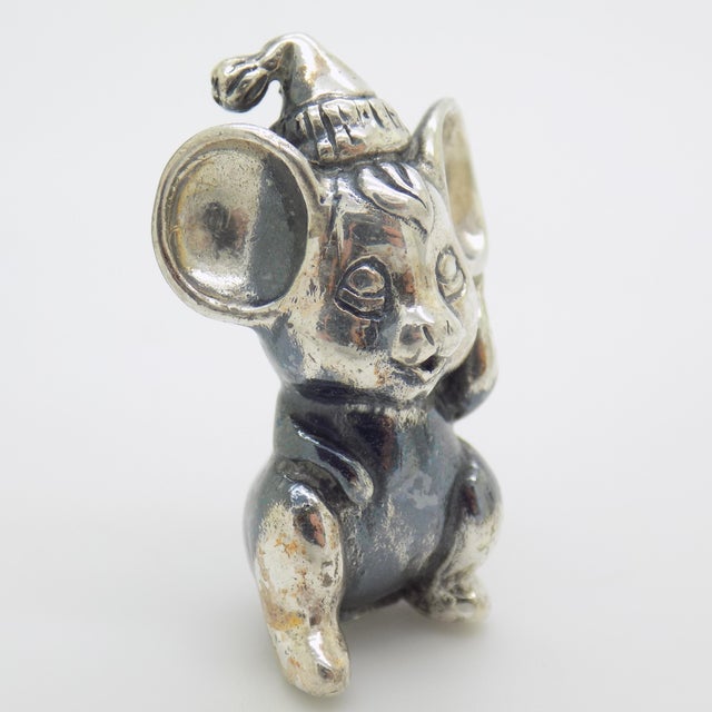 Vintage Italian Sterling Silver 925 Cartoon Mouse with Hat Figurine, Arezzo, 1980s For Sale - Image 3 of 10