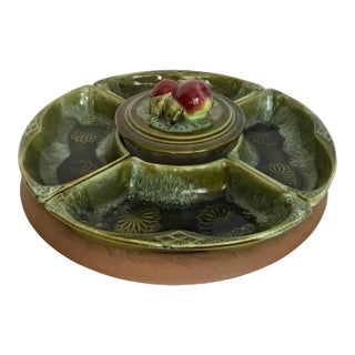 1960s Handcrafted Pottery Rotating Serving Set of 6 For Sale