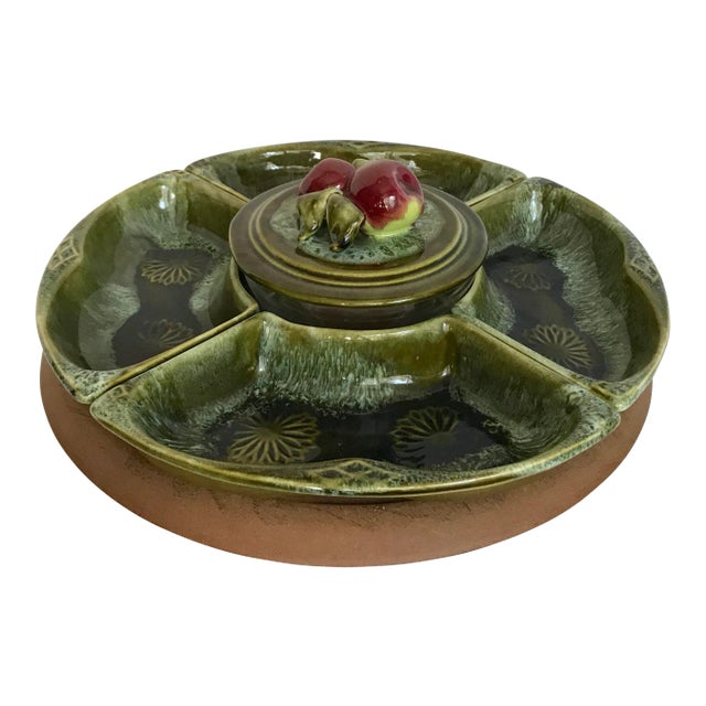 1960s Handcrafted Pottery Rotating Serving Set of 6 For Sale