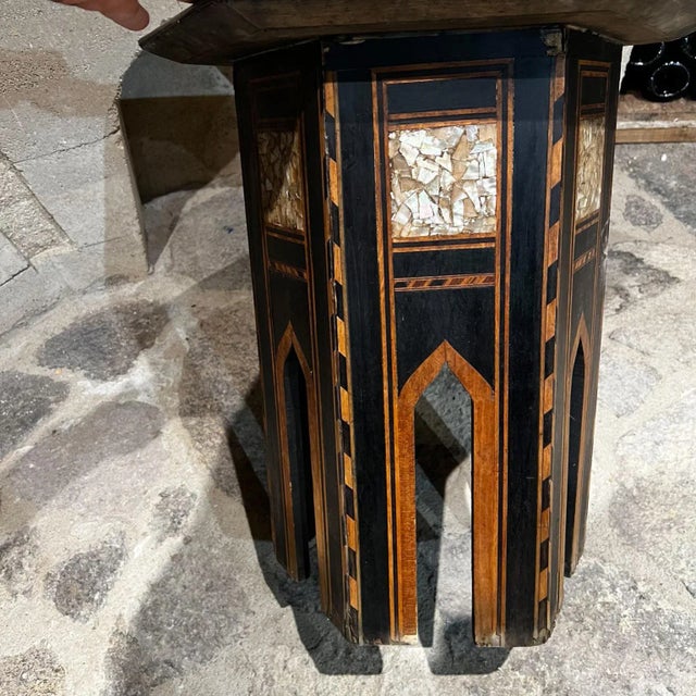 Brown 1960s Moroccan Side Table Marquetry With Abalone Inlay For Sale - Image 8 of 13