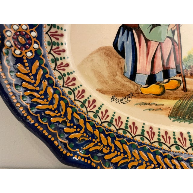 Ceramic A Large Hb Quimper Faience Platter For Sale - Image 7 of 13