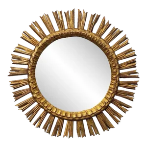 Large French Gilt Starburst or Sunburst Mirror (Diameter 25)