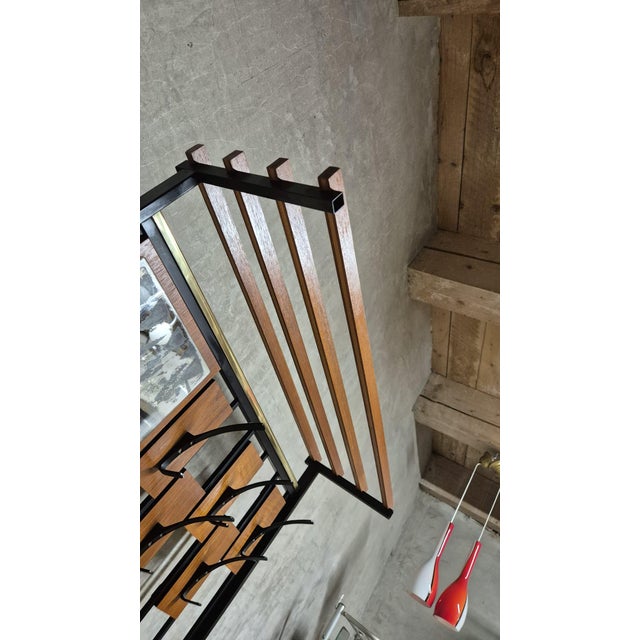 Mid-Century Modern Mid-Century Modern Hallway Coat Rack with Mirror by Alfred Hendrickx for Belform, Belgium, 1940s For Sale - Image 3 of 18
