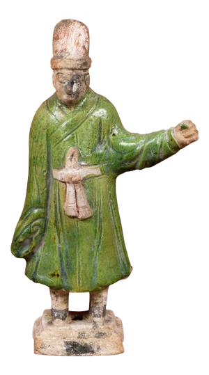16th Century Chinese Ming Dynasty Terracotta Official Statuette with Original Polychromy