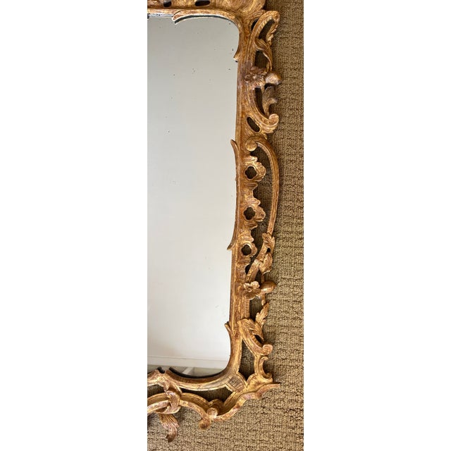 Thomas Chippendale Antique 18th Century English George III Chinese Chippendale Carved Giltwood Mirror For Sale - Image 4 of 12