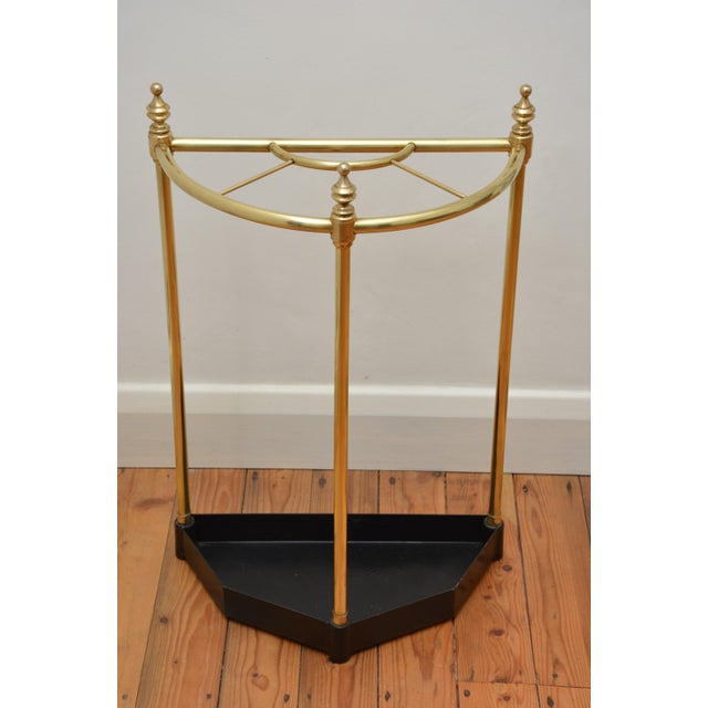 Vintage Demi Lune Umbrella Stand in Brass, 1940 For Sale - Image 11 of 11