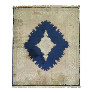 Vintage Persian Navy Royal Medallion Kerman , 10'4'' X 13'2'' For Sale