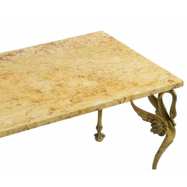 Vintage Marble Dining Table with Brass Swan Legs, Italy, 1960s For Sale - Image 6 of 8