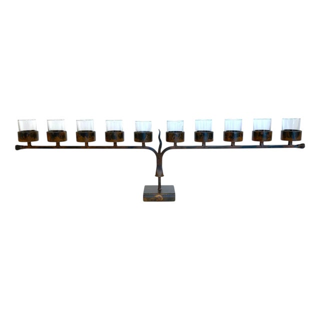 Copper Late 20th Century Jan Barboglio Hand-Forged Iron Candelabra, 3-Foot Statement Candle Holder For Sale - Image 8 of 15