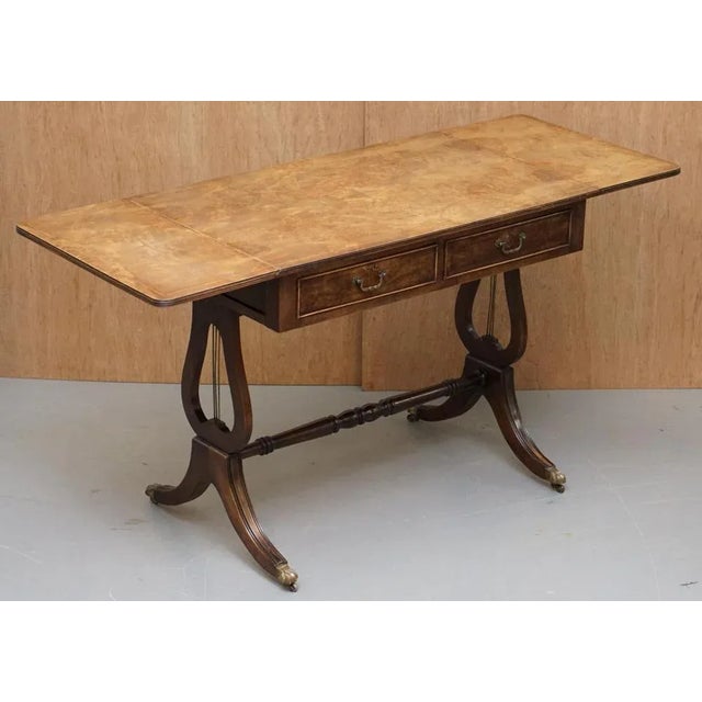 Large Extendable Occasional Games Table in Burr Walnut For Sale - Image 16 of 18