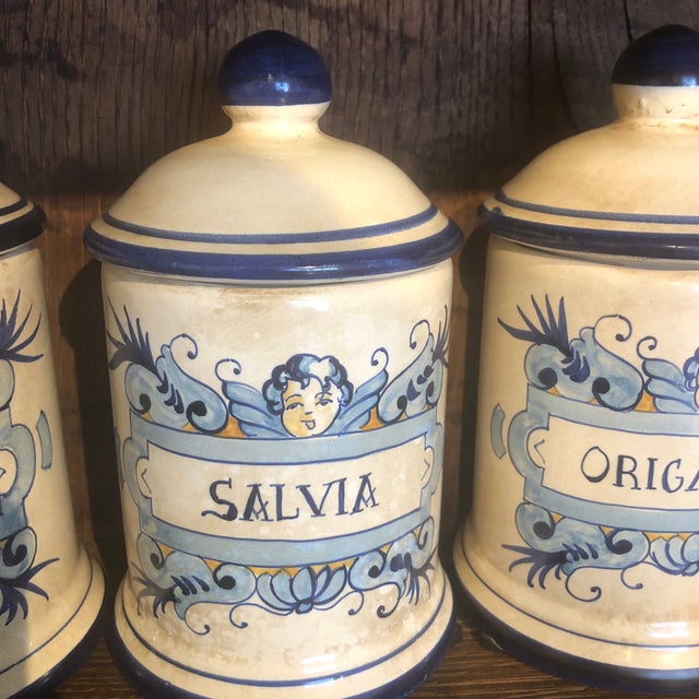 Italian Hand Painted Small Ceramic Canister Set of 5 Chairish