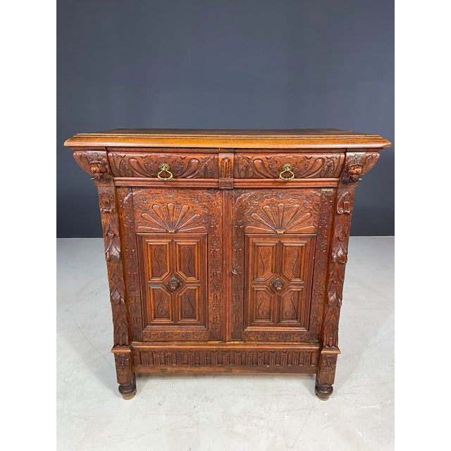 Metal 20th Century Carved Wooden Cabinet, 1940s For Sale - Image 7 of 17