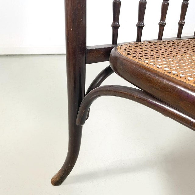 Art Deco Dark Wood and Straw Armchair with Reclining Backrest, 1890s For Sale - Image 17 of 18